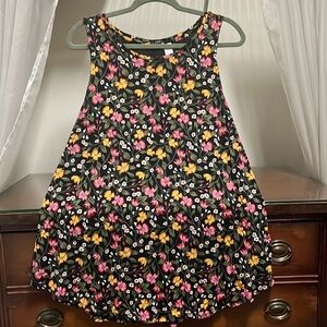 Old Navy Women's Large Luxe Black Multicolor Floral Sleeveless Top